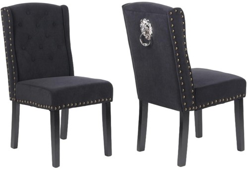 Black velvet dining chairs - black,