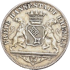 Fitz Bremen City 36 Grote 1859 Coat of Arms Wreath Silver °TCH974