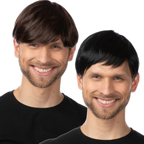 Natural mens wig brown hair - wig,