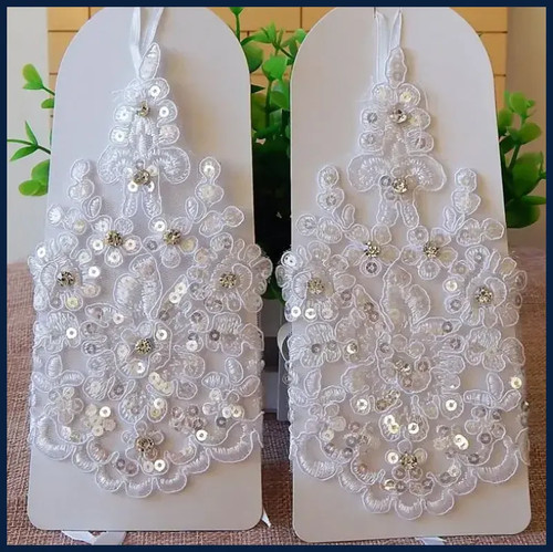 White lace bridal gloves - bridal,