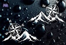 LARGE 2x Compass Mountain Vinyl Decals For Camper Van Caravan Sticker Graphic