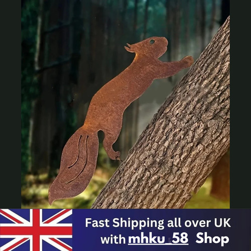 Rusty metal squirrel - metal, tree