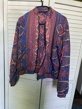 Prem Shakti Pink and Purple Floral Indian Print Bomber Jacket
