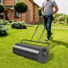 Steel Lawn Roller 17 Gallon 36x12 inch Heavy Duty Sod Roller Push Pull Black