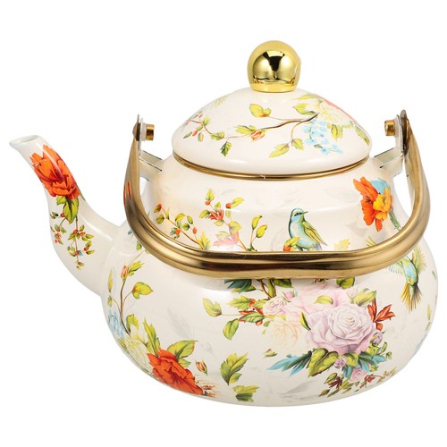Vintage enamel tea kettle - enamel,