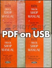 1970 Ford Truck Shop Manual Set USB F100 F250 F350 Pickup Bronco Econoline Van