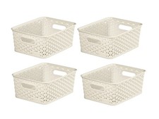 4 Small Cream Curver Rattan