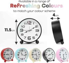 Table Clock Bedside Silent Non Ticking Battery Powered Alarm For Heavy Sleepers