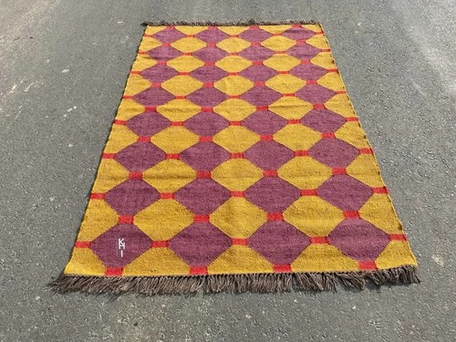Natural wool jute kilim carpet - jute,