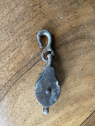 Vintage iron mini pulley with - vintage,