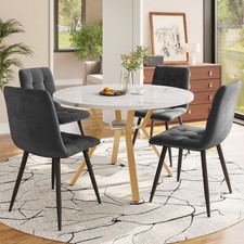 5-Piece Round Marble Dining