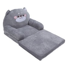 Kids Sofa Gray Dog Style Foldable Soft Toddler Chair For Reading