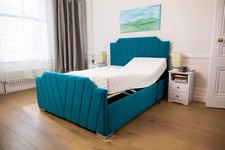 Electric Art deco Adjustable Beds Mobility Velvet + Memory Foam Mattress