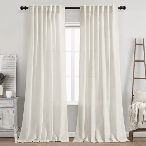 Cream natural linen curtains - natural,