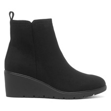 Truffle Collection Womens Boots Black Adults Ladies Ankle Wedge Zip Up Laila