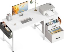 Coleshome Computer Desk with Drawers, 120×48cm Office 120 x 48cm, White 