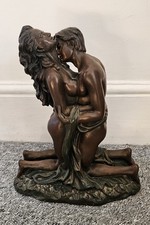 Crosa 1998 Bronze Cold Cast Statue Figurine Embracing Lovers Kneeling Sculpture