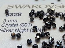 Swarovski Crystal Beads - 1440 Beads - 3mm Bicone - Crystal Silver Night 