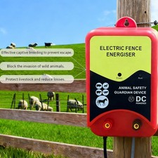 10km Electric Fence Energiser LCD 12V Battery Powered 1.8J-2J Horse Fencing Kit