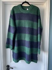 H&M Knitted Dress Green And Navy Stripe Size M