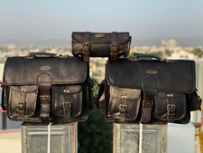 15" Large Retro Fashion Leather Motorcycle Saddlebag Bag Sportster Bike Luggage