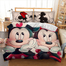 Mickey Mouse Quilt Duvet Cover Bedding Set Single Double King Size Pillowcase UK