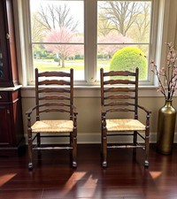 A Pair  of Oak Ladder Back