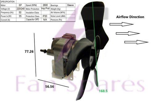 Blowing fan motor - fan, for