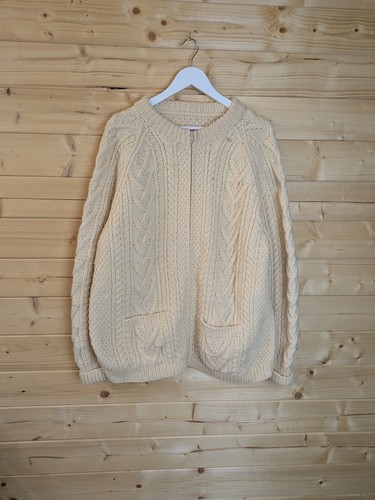 Handmade aran knit wool - aran, cream