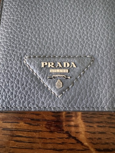 New boxed grey leather prada - grey,