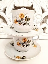 2x Vintage Coffee Cups Tea cup Bavaria Germany with yellow roses Mug with cup