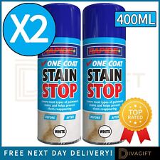 2 x WHITE STAIN STOP SPRAY 400ML ONE COAT BLOCKER DAMP STAIN BLOCK MOULD PAINT