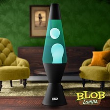 Blob Lamps® Lava Lamp VINTAGE - Black Base - White/Blue - mood light, lighting,
