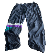 Vintage sport wind joggers for men/ women in black | 90s retro nylon  SKU 6017