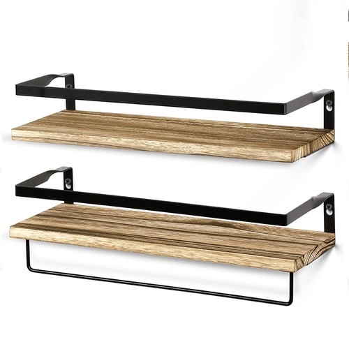 Rustic wood floating shelves - wood,