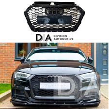 GLOSS BLACK RS3 STYLE HONEYCOMB GRILLE GRILL FOR AUDI A3 S3 8V FL 2016-2020 NEW