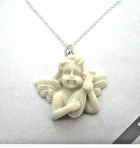 Cherub angel pendant necklace - angel,
