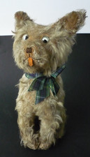 Antique Rare Chiltern Mohair Squeezebox Musical  Straw Filled Dog