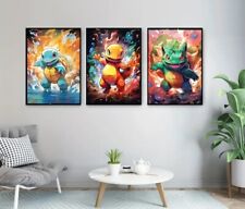 pokemon wall poster prints - 3x  print set - pokemon bedroom - Pokémon art GIFT