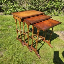 Antique Vintage Regency Wooden nest of 3 tables Georgian Country Cottage 