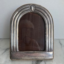 Vtg or antique  STERLING SILVER arch top PHOTO FRAME art deco 3.5 x 5 hammered