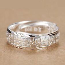 Pure 999 Fine Silver Band Men Women Lucky Carved Chinese Characters Fu Ring 4g