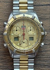 TAG Heuer 265 406 Professional 200M Ana Digi Chronograph Gold Dial 43mm Rare