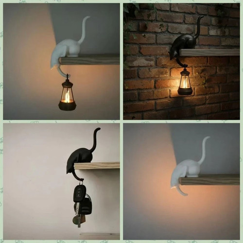 Cat shelf sitter led lantern - led,