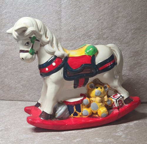 Vintage ceramic rocking horse - vintage,