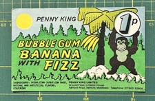 vintage PENNY KING - Raspberry With Fizz - BUBBLE GUM machine label Gumball