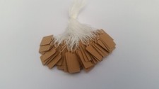 50 x Very Small Brown Card String Tie Tags Labels Retail Luggage Price