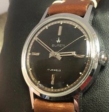 BUREN Black Dial Men’s Watch In Very Nice Condition & Nice Chapter Ring!