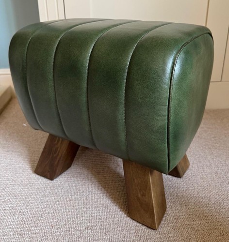 Green leather stool - green, /