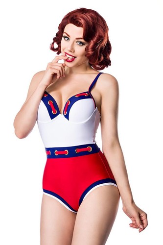 Navy swimsuit retro rockabilly - navy,